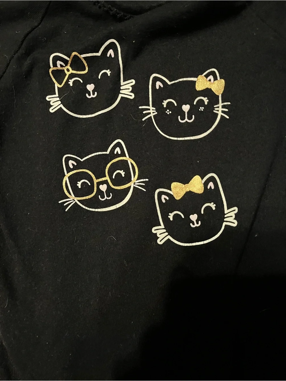 Garanimals Black Tee with Gold-Accent Kitten Faces